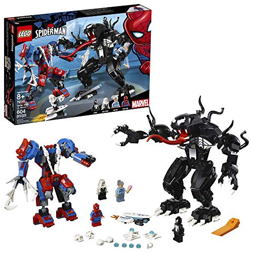 Book Cover LEGO Super Heroes Marvel Spider Mech Vs. Venom 76115 Action Toy Building Kit with Web Shooter and Gripping Toy Claw Includes Spider-Man Minifigures Venom and Ghost Spider (604 Pieces)
