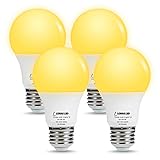 LOHAS Yellow Bug Light Bulbs, A19 LED Bulb Amber Night Lights 2000K, 60W Light Bulb Equivalent(9W), E26 Medium Base Porch Light 120V, Not Dimmable Lighting for Hallway Holiday Party(4 Pack)