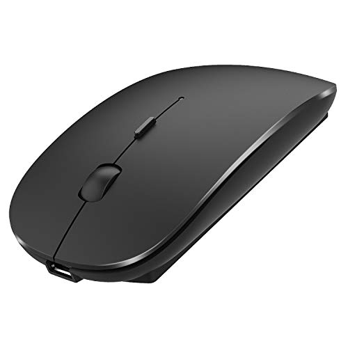 Rechargeable Wireless Mouse, Pasonomi 2.4G Slim Mute Silent Click Noiseless Optical Mouse with USB Receiver (Stored at Bottom of The Mouse) Compatible with Notebook, PC, Laptop, Computer, MacBook