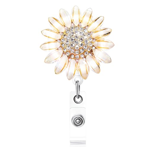 Ascrafter Luxury Flower Retractable Name Card Badge Holder with Alligator Clip, ID Badge Reel Clip On Card Holders