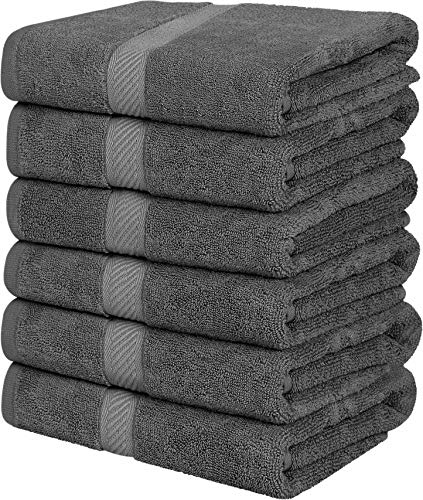 Book Cover Utopia Towels Cotton Towels, Grey, 24 x 48 Inches Towels for Pool, Spa, and Gym Lightweight and Highly Absorbent Quick Drying Towels, (Pack of 6)
