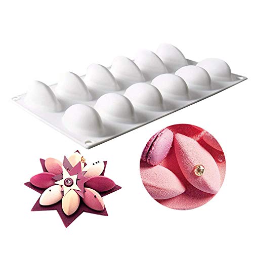 Joho Baking Silicone Molds for Mousse Cake, Dessert Molds for Pastry Chocolate Truffle, 3D Mango Quenelles Shapes,12-Cavity