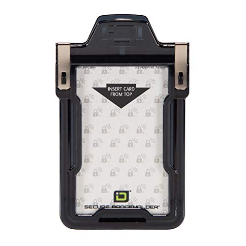 Identity Stronghold - Secure RFID Badge Holder for 1 Card - Heavy Duty Hard Plastic ID Badge Holder - USA Molded and Assembled - FIPS 201 Approved RFID Blocking Security - Black