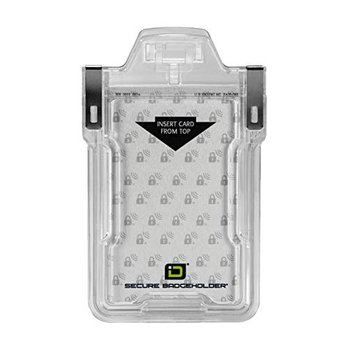 Identity Stronghold - Secure RFID Badge Holder for 1 Card - Heavy Duty Hard Plastic ID Badge Holder - USA Molded and Assembled - FIPS 201 Approved RFID Blocking Security - Clear