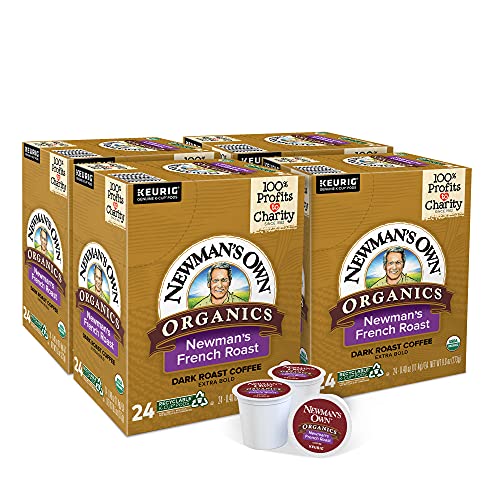 Newman's Own Organics French Roast, Single-Serve Keurig K-Cup Pods, Dark Roast Coffee, 96 Count