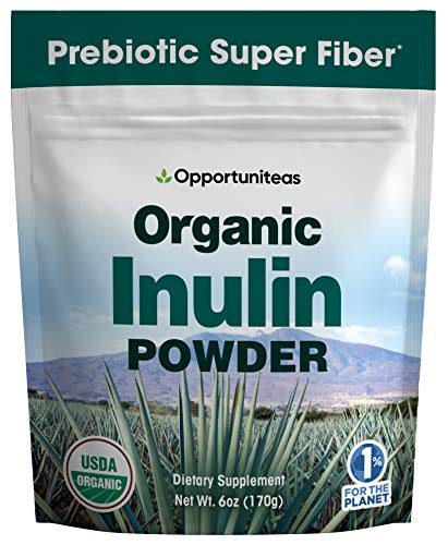 Opportuniteas Organic Inulin Powder - Prebiotic Fiber Made from Blue Agave - Support Digestion, Regularity & Gut Health - Natural Detox Cleanse - herbal supplement - Non GMO, Vegan, & Gluten Free-6 oz