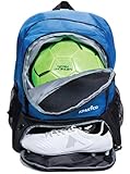 Athletico Youth Soccer Bag - Soccer Backpack & Bags for Basketball, Volleyball & Football | Includes Separate Cleat and Ball Compartment (Blue)