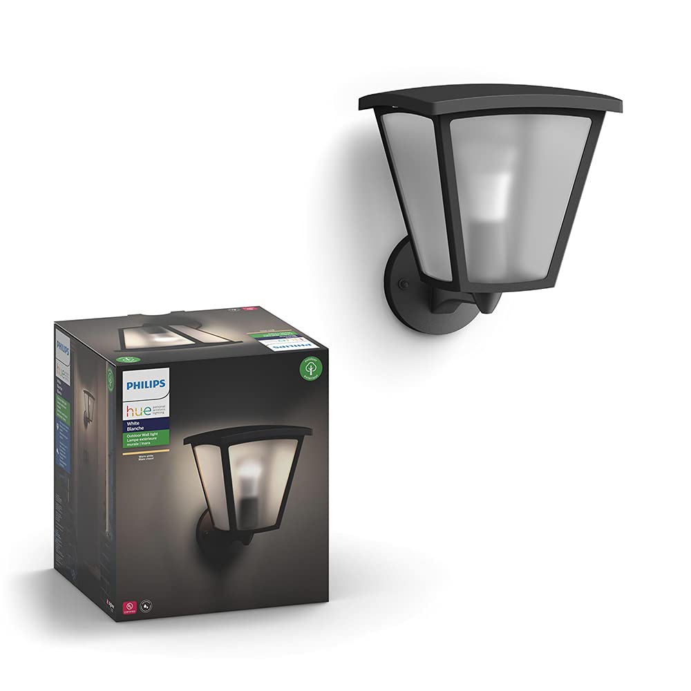 Philips Hue Inara White Outdoor Lantern, Wall Fixture & 1 Hue White A19 LED Smart Bulb, Use with Alexa, Homekit & Google Assistant (Hue Hub required)