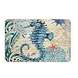 ECONIE Sea Horse Door Mat Ocean Animal Home Bathroom Bath Shower Bedroom Mat Toilet Floor Door Mat 15.7X23.6 in (02)