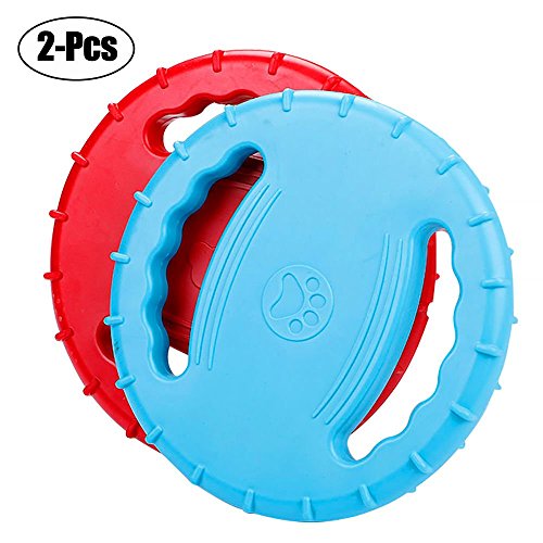 Rubber Dog Frisbee，Tough Training Flying Disc Play Toy for Dog to See-8inch Large-Color Blue/Red(2 Pack)