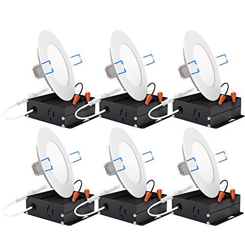 Sunco Lighting 6 Pack Dimmable 4 Inch Slim LED Recessed Downlight with Junction Box, 10W=60W, 4000K Cool White, Recessed Jbox Fixture, Simple Retrofit Installation