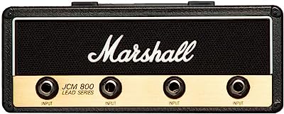 Licensed Marshall Jack Rack- Wall mounting guitar amp key hanger. Includes 4 guitar plug keychains and 1 wall mounting kit. Easy installation.