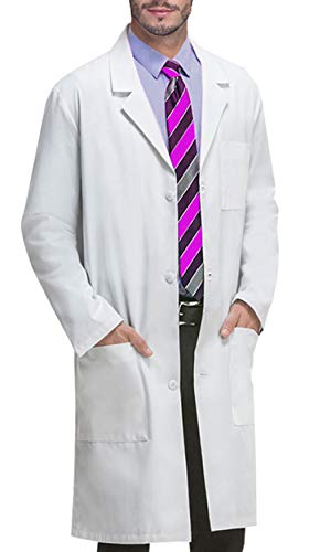 Book Cover VOGRYE Professional Lab Coat for Women Men Long Sleeve, White, Unisex M