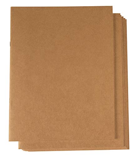 Kraft Notebook - 6-Pack Unlined Blank Books, Unruled Plain Travel Journals for Students, School, Children's Writing Books, Creative Class Projects, Brown, 8.5 x 11 Inches, Letter Sized, 24 Sheets Each