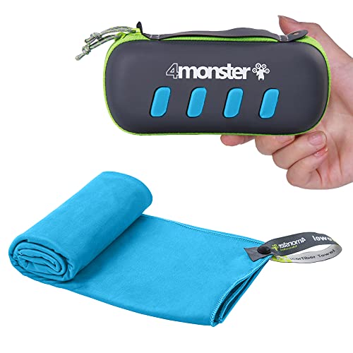 4Monster Microfiber Towel, Travel Towel, Camping Towel, Fast Drying, Soft Light Weight, Suitable for Gym, Beach, Swimming, Backpacking and More (Blue, Medium (24 x 48 inches))