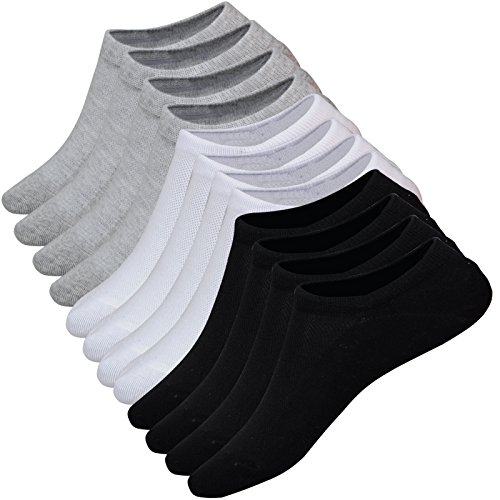Book Cover Dericeedic No Show Socks Women 6 Pairs Womens Cotton Low Cut Socks Non-Slip Grips Casual Low Cut Boat Sock , Black, White, Grey(each Color 2pairs), 6-11