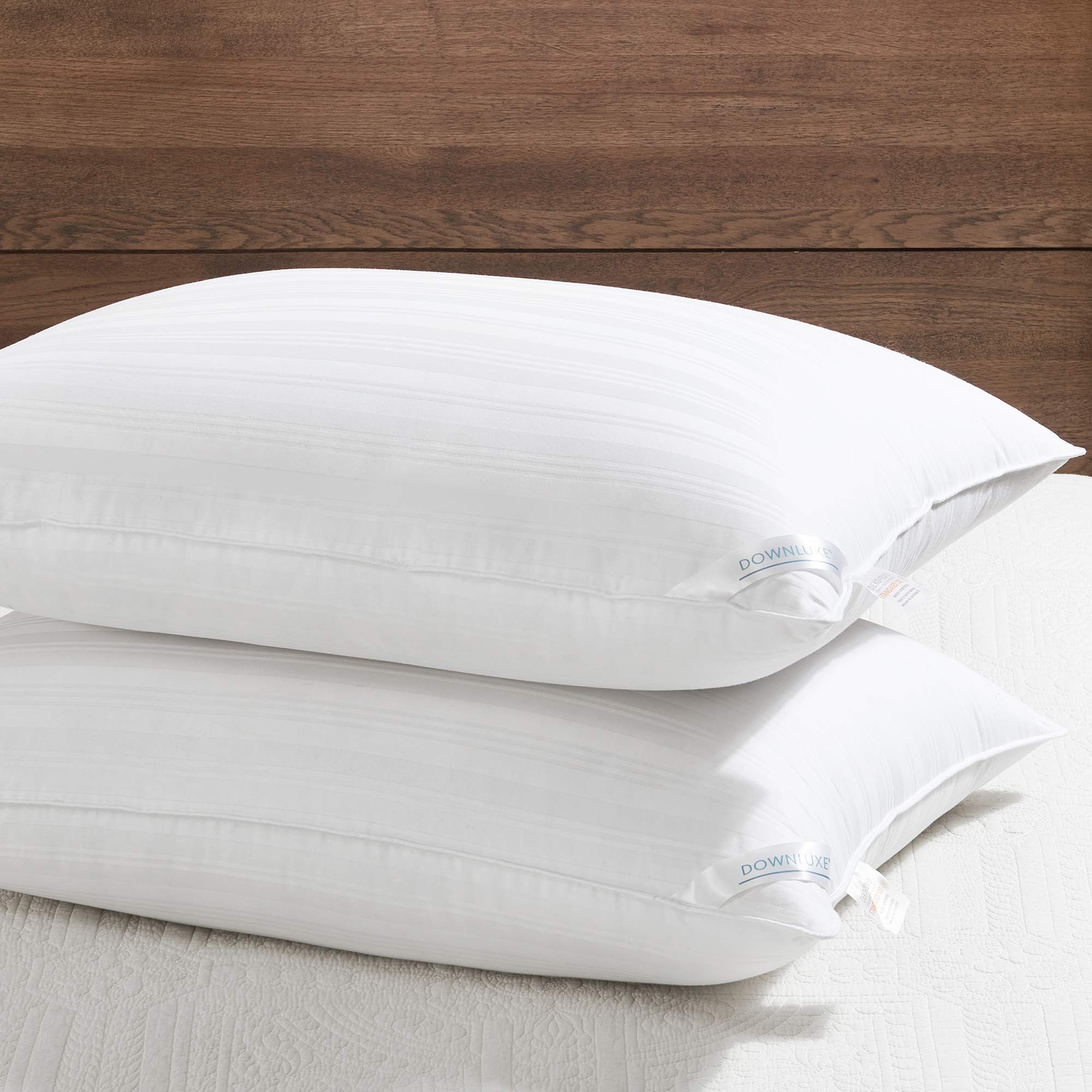 downluxe Down Alternative Pillows King Size Set of 2 - Hotel Collection Soft Bed Pillows for Sleeping, Perfect for Side, Back and Stomach Sleepers, 20 X 36 King (Pack of 2) White