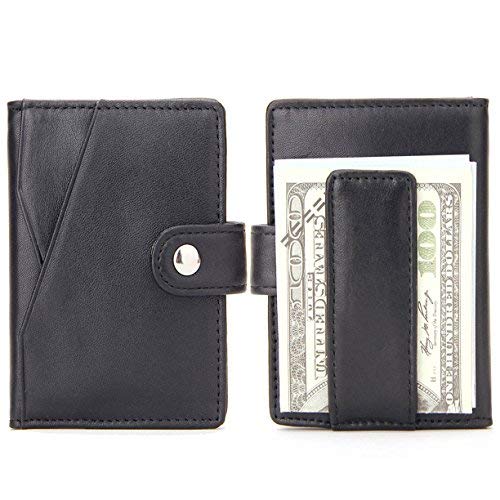 Book Cover Purfit Design--Buffalo ID Bifold Money Clip Wallet Genuine Leather Slim Wallet with RFID Blocking & Security Closure For Cash & Cards (Black)
