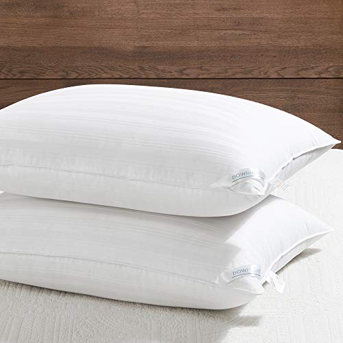 downluxe Down Alternative Standard Size Pillows (2 Pack) - 100% Breathable Cotton Cover, Premium Hotel Collection Soft Bed Pillows for Sleeping, 20 X 26