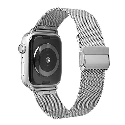 Book Cover Watruer Compatible Apple Watch Band, 44mm 42mm 38mm 40mm Stainless Steel Mesh Loop with Adjustable Closure Replacement iWatch Band for Apple Watch Series 5 & 4 & 3 Series 2 Series 1 Sport and Edition