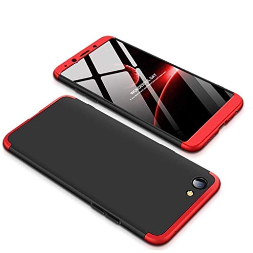 WOW Imagine 3 in 1 Double Dip Case [ Anti Slip ] Super Slim [Hard] Hybrid PC All Angle Protection Lightweight Matte Hard Back Case Cover for Oppo Real ME REALME 1 - Black with Red