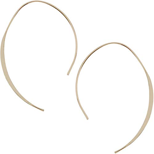 Humble Chic Upside Down Hoops - Hypoallergenic Lightweight Open Wire Needle Drop Dangle Threader Earrings - Plated in 925 Sterling Silver or 18k Gold