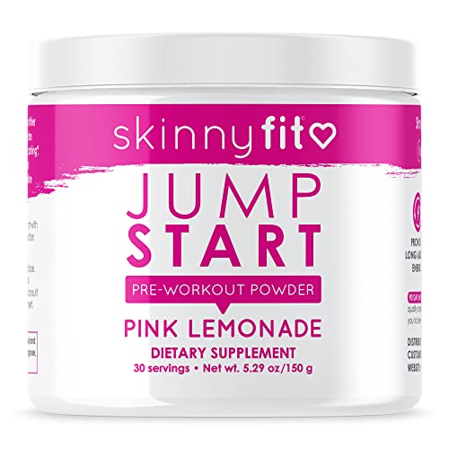 SkinnyFit Jump Start Pre Workout Supplement for Women 30 Servings - Creatine Free Powdered Mix Drink to Help Increase Energy, Focus, and Endurance, Pink Lemonade Flavor