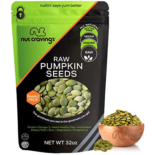 Book Cover Raw Pumpkin Seeds Pepitas, No Shell, Superior to Organic (32oz - 2 Pound) Packed Fresh in Resealble Bag - Nut Mix Snack - Healthy Protien Food, All Natural, Keto Friendly, Vegan, Gluten Free, Kosher