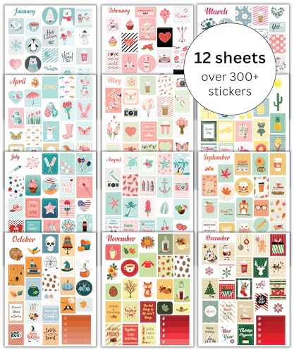 Lamare Holiday Seasonal Planner Stickers Set â€“ Seasonal Monthly Stickers Pack 12 Sheets