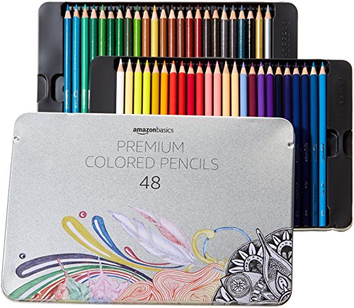 Book Cover Amazon Basics Premium Colored Pencils, Soft Core, 48 Count Set