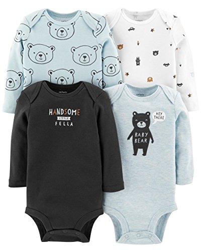 Carter's Baby Boys 4 Pack Bodysuit Set, Baby Bear, 6 Months
