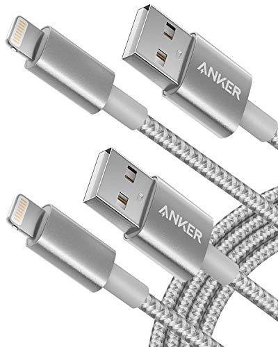 Book Cover Anker 6ft Premium Nylon Lightning Cable [2-Pack], Apple MFi Certified for iPhone Chargers, iPhone Xs/XS Max/XR/X / 8/8 Plus / 7/7 Plus / 6/6 Plus / 5s, iPad Pro Air 2, and More(Silver)