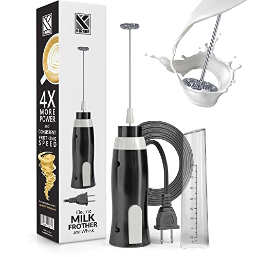 Book Cover K-Brands Corded Electric Milk Frother with Plug in - Handheld Electric Whisk Stirrer Whipper - Foam Maker for Coffee, Latte, Cappuccino, Hot Chocolate – Powerful Drink Mixer