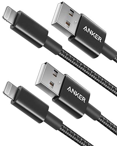 Book Cover Anker 6ft Premium Nylon Lightning Cable [2-Pack], MFi Certified for iPhone Chargers, iPhone SE/Xs/XS Max/XR/X / 8 Plus / 7/6 Plus, iPad Pro Air 2, and More(Black)