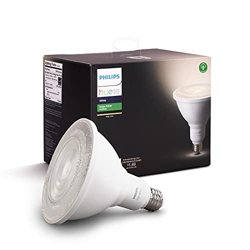 Book Cover Philips Hue White Outdoor PAR38 13W Smart Bulbs (Philips Hue Hub required), 1 White PAR38 LED Smart Bulb, Works with Alexa, Apple HomeKit and Google Assistant