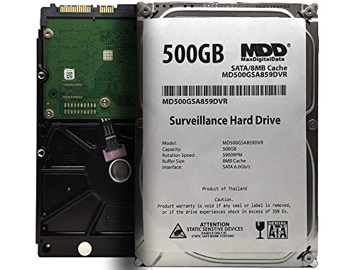MaxDigitalData 500GB 8MB Cache 5900PM SATA 6.0Gb/s 3.5" Internal Surveillance CCTV DVR Hard Drive (MD500GSA859DVR) - w/ 2 Year Warranty