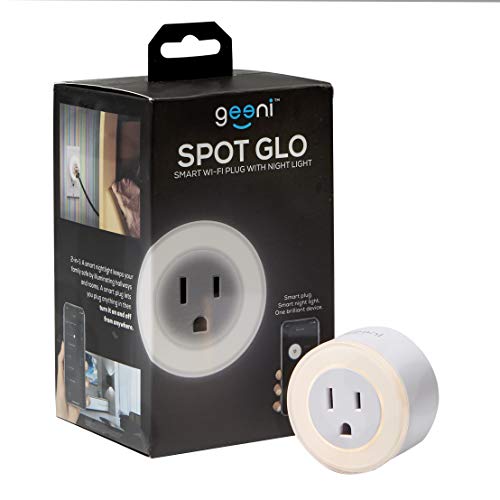 Geeni GN-WW108-199 Glow Spot Glo Round Nightlight + Smart Plug, White, No Hub Required, Works with Alexa, Google Assistant