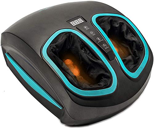 Shiatsu Foot Massager Machine with Heat - Electric Deep Kneading Massage Air Compression - Circulation, Feet Legs, Plantar Fasciitis, Neuropathy Chronic Nerve Pain Therapy Spa Gift
