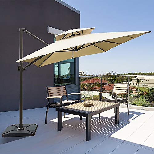 Abba Patio Outdoor Patio Umbrella with Tilt and Crank Lift, 9 x 12 ft, Cream