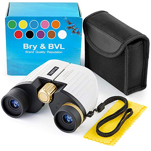 Binoculars for Kids - High Resolution, Shockproof, Compact - 8X22 Kids Binoculars for Bird Watching, Best Toys for Boys, Girls - Real Optics Set for Outdoor Toddler Games - Detective, Spy Kid - White