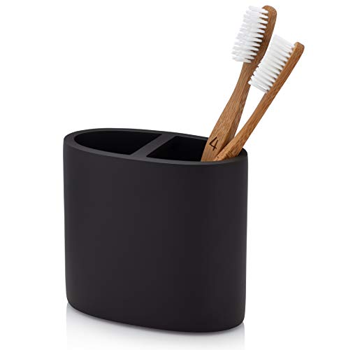 EssentraHome Matte Black Toothbrush Holder for Vanity Countertops