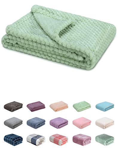 Fuzzy Blanket or Fluffy Blanket for Baby, Soft Warm Cozy Coral Fleece Toddler, Infant or Newborn Receiving Blanket for Crib, Stroller, Travel, Decorative (28Wx40L, XS-Pastel Green)