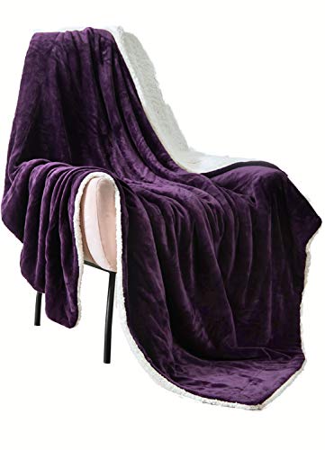 VOTOWN HOME Sherpa Blanket Twin Extra Soft Plush, Cozy Warm Reversible Winter Blanket for Bedroom, Micro Fleece Fabric, Purple Twin Size 60"x80"