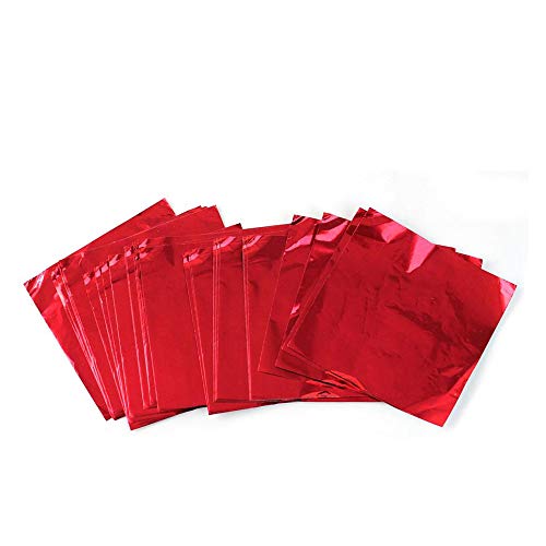 Wowagoga Aluminum Foils Paper Chocolate Candy Wrapping/Packing Sheets, Red, 6x6 Inches, Pack of 200