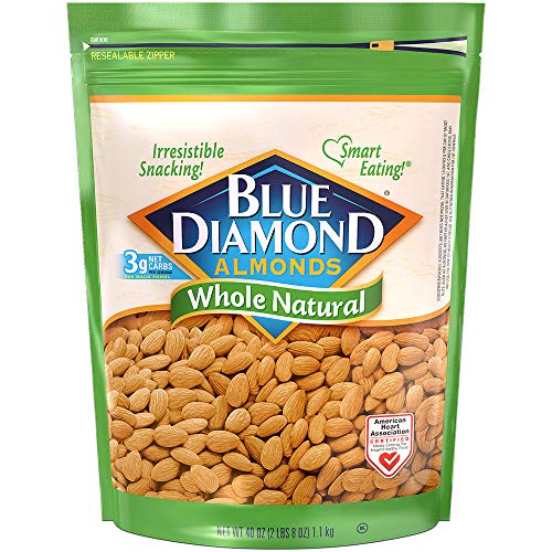 Book Cover Blue Diamond Almonds Whole Natural Raw Snack Nuts, 40 Oz Resealable Bag (Pack of 1)