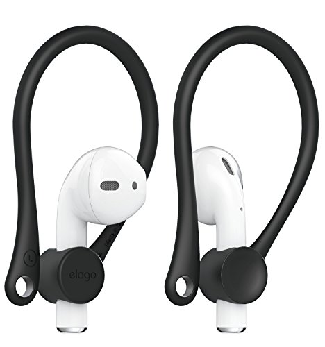 Book Cover elago Upgraded Ear Hook Designed for Apple Airpods 1 & 2 and Designed for AirPods Pro, Ergonomic Design, Durable TPU Construction, Perfect for Exercising [Black]