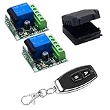 QIACHIP 433Mhz Universal Wireless Remote Control Switch DC 12V 1CH Relay Receiver Module RF Transmitter for Access Control,Lights (Transmitters 2 Button+ 2 Receiver 1CH)