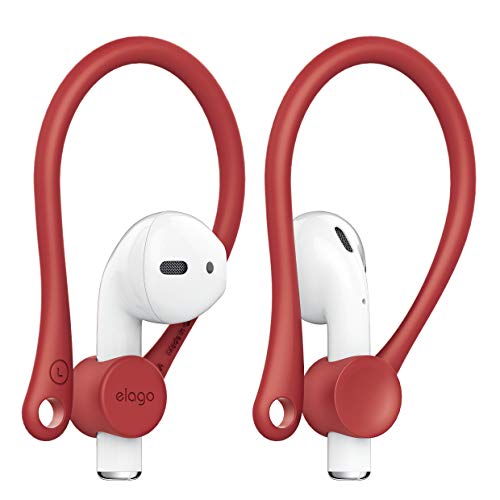 elago Upgraded Ear Hook Designed for Apple Airpods 1 & 2 and Designed for AirPods Pro, Ergonomic Design, Durable TPU Construction, Perfect for Exercising [Red]