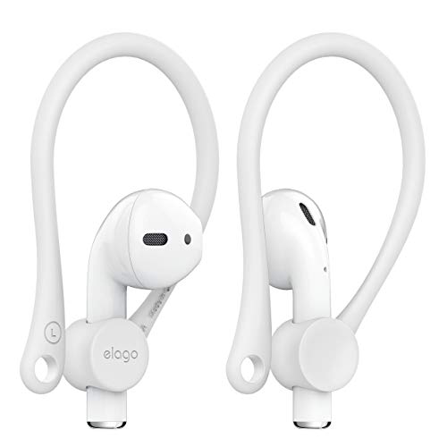 Book Cover elago Upgraded Ear Hook Designed for Apple Airpods 1 & 2 and Designed for AirPods Pro, Ergonomic Design, Durable TPU Construction, Perfect for Exercising [White]