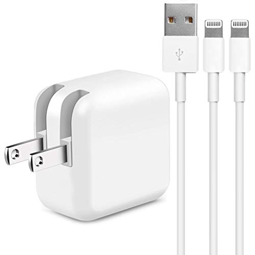 Book Cover iPhone Charger iPad Charger,Original 2.4A 12W USB Wall Charger Foldable Portable Travel Plug and 2 Pack Charging Cable Compatible with iPhone,iPad